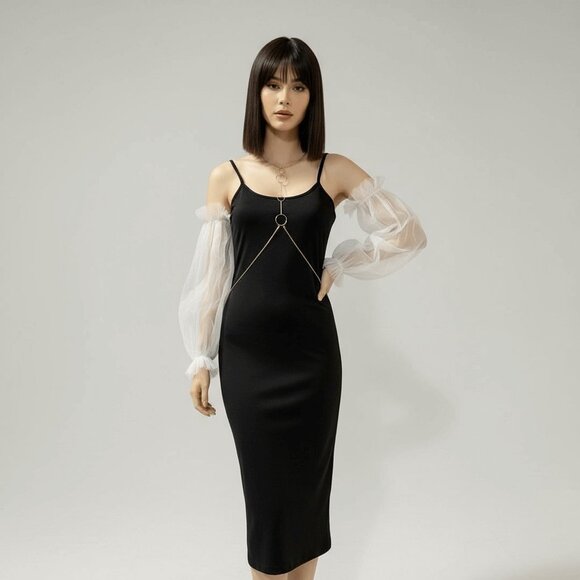 White Tulle Long Puff Sleeve Arm Covers - NEW - Picture 2 of 3